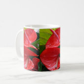 Fleurs rouges Mug de café blanc (Devant gauche)
