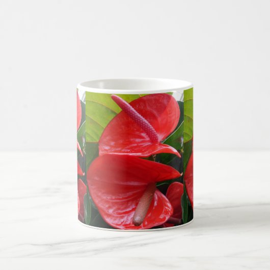 Fleurs rouges Mug de café blanc (Centre)