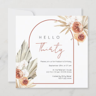 Fleurs Rouges Rouges Invitation Anniversaire