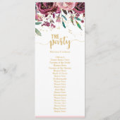 Fleurs Rouges Stripes & Programme de Mariage Or (Dos)