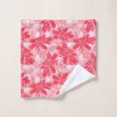 Fleurs rouges sur blanc. (Gant de toilette)
