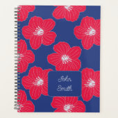 Fleurs rouges sur le motif bleu_ floral Script (Devant)