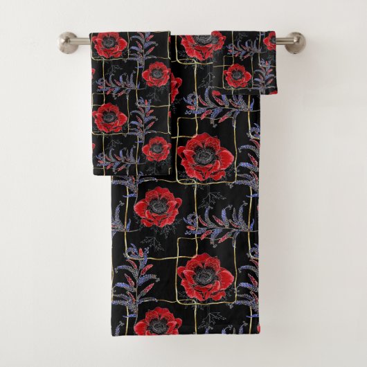 Fleurs rouges sur le noir. (En situation)