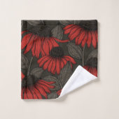 Fleurs rouges sur marron (Gant de toilette)