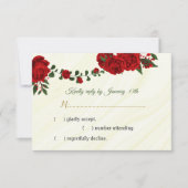 fleurs rouges vert carte RSVP (Devant)