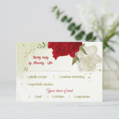 fleurs rouges vert feuilles carte RSVP (Debout devant)