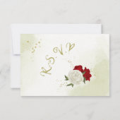 fleurs rouges vert feuilles carte RSVP (Dos)