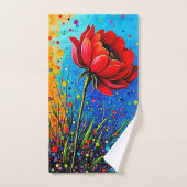 Fleurs rouges vibrantes - Impression Pop Art (Serviette à main)
