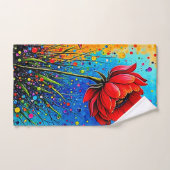 Fleurs rouges vibrantes - Impression Pop Art (Serviette à main)