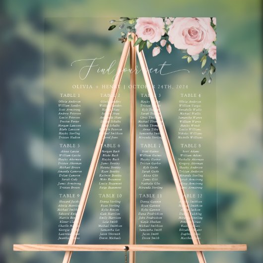 Fleurs Rougissantes, Fleurs Roses, Plan de Table d (Neutre)