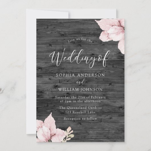 Fleurs rousses en bois rustique Faire-part de mari (Devant)