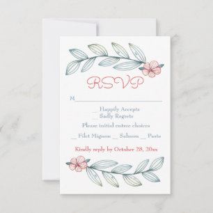 Fleurs RSVP Bleu Gris Feuilles de Laurier Fleurs R