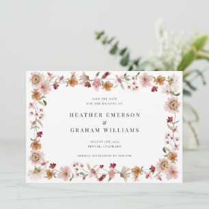Fleurs Rustique Faire-Part de Date de Mariage