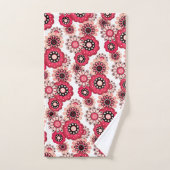 Fleurs rustique rétro rouge et blanc (Serviette à main)