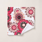 Fleurs rustique rétro rouge et blanc (Gant de toilette)