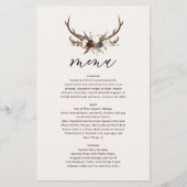 Fleurs rustiques et bois de cerf menu mariage (Devant)