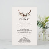 Fleurs rustiques et bois de cerf menu mariage (Debout devant)