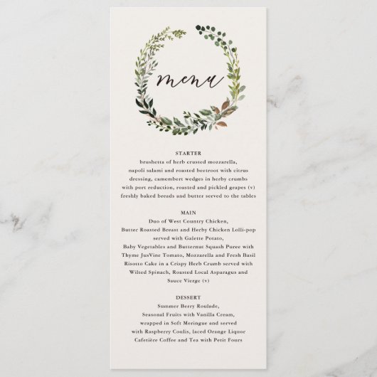 Fleurs rustiques et bois de cerf menu mariage (Devant)
