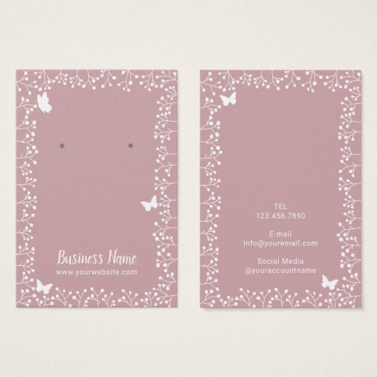 Fleurs rustiques et papillon Dusty rose oreille (Devant & derrière)