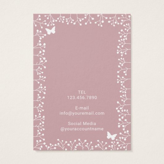 Fleurs rustiques et papillon Dusty rose oreille (Dos)