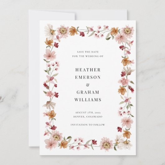 Fleurs Rustiques Faire-Part de Date de Mariage (Devant)
