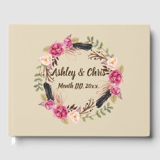 Fleurs Rustiques Livre d'Invité Boho Floral Livre  (Recto)