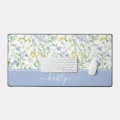 Fleurs sauvages à l'aquarelle bleue (Clavier et souris)