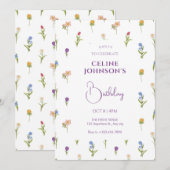 Fleurs sauvages anniversaire Invitation (Devant / Derrière)