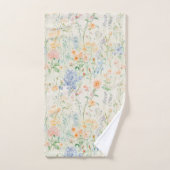 Fleurs sauvages aquarelle bleu pastel rose vert (Serviette à main)