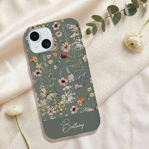 Fleurs sauvages aquarelle Boho iPhone 15