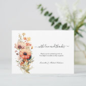 Fleurs sauvages Aquarelle Mariage Carte de remerci (Debout devant)
