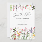 Fleurs Sauvages Aquarelle Mariage Save the Date (Devant)