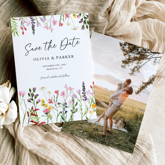 Fleurs Sauvages Aquarelle Mariage Save the Date