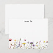 Fleurs sauvages aquarelle Merci plat personnalisé (Devant / Derrière)