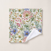 Fleurs sauvages aquarelle rose bleu (Gant de toilette)