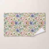 Fleurs sauvages aquarelle rose bleu (Serviette à main)