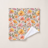 Fleurs sauvages aquarelle rose jaune orange Cadeau (Gant de toilette)