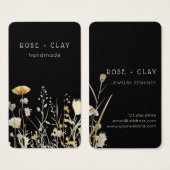 Fleurs sauvages aquarelle sur Carte de visite noir (Devant & derrière)