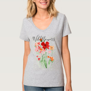 Fleurs sauvages aquarelle sur T-Shirt
