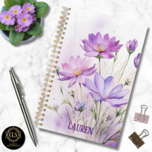 Fleurs sauvages aquarelle violettes Minimaliste No