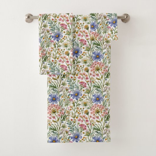 Fleurs sauvages aquarelles rose bleu (En situation)