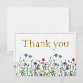 Fleurs sauvages avec Elegant Gold Script Merci (Devant / Derrière)