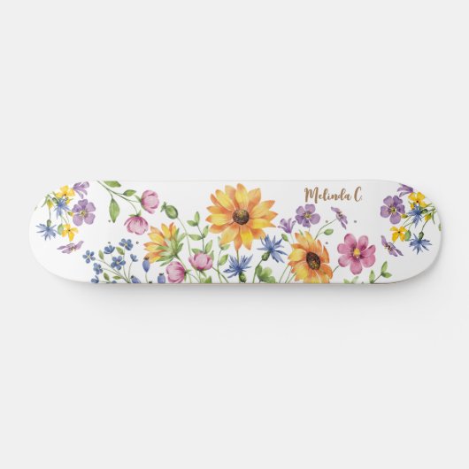 Fleurs sauvages Avec Nom Skateboard (Horz)