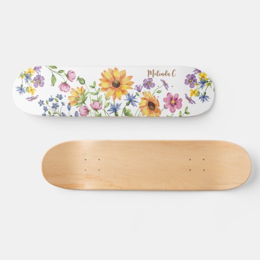 Fleurs sauvages Avec Nom Skateboard (Horz)
