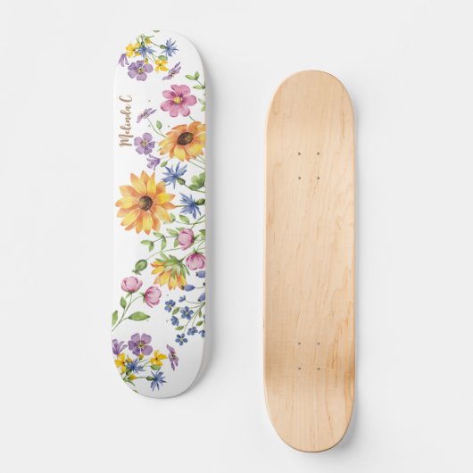 Fleurs sauvages Avec Nom Skateboard (Recto)
