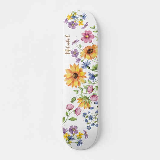 Fleurs sauvages Avec Nom Skateboard (Devant)