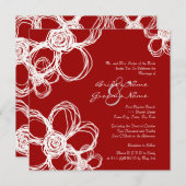 Fleurs sauvages blanches et rouges Faire-part de m (Devant / Derrière)