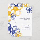 Fleurs sauvages bleues et jaunes Mariage RSVP (Devant / Derrière)