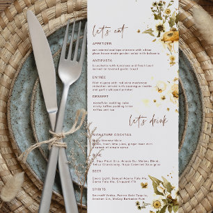 Fleurs sauvages bohèmes d'automne   Menu de mariag