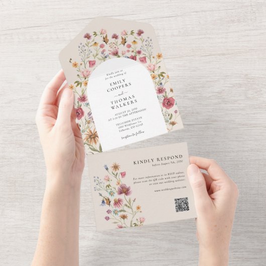 Fleurs sauvages Boho en un mariage Invitation (Déchirure)